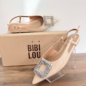 Bibi Lou Anthro Embellished Flat Slingback Shoes‎ US 6 EU 37 W/ Box $190 Leather